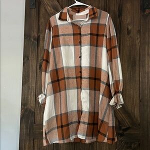 Fall Plaid Button-Up Shirt Dress Boutique